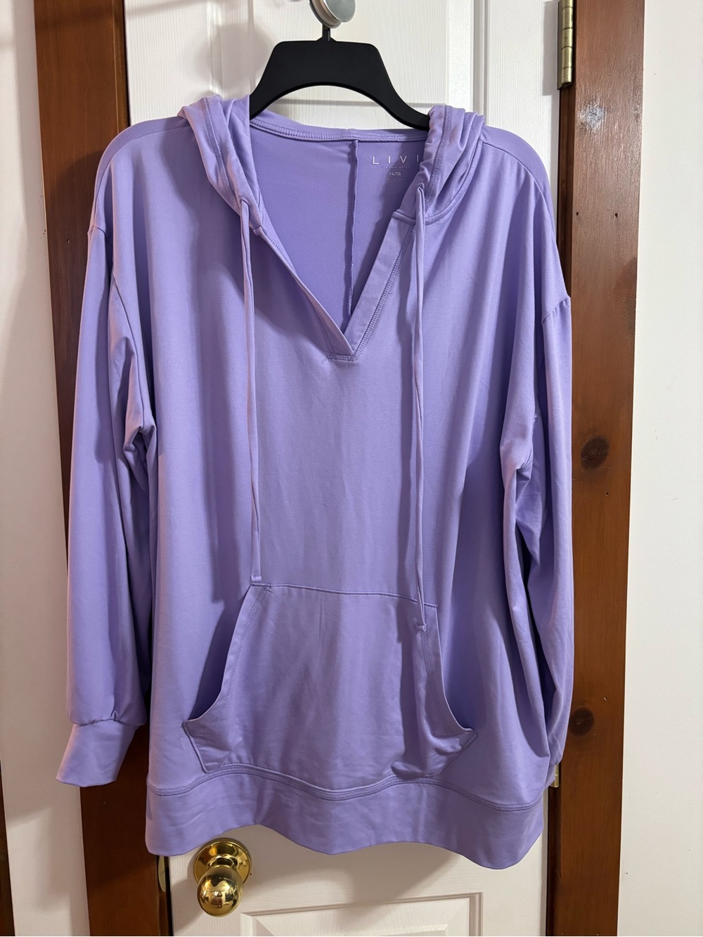 Lane Bryant Lavender V-Neck Hooded Pullover